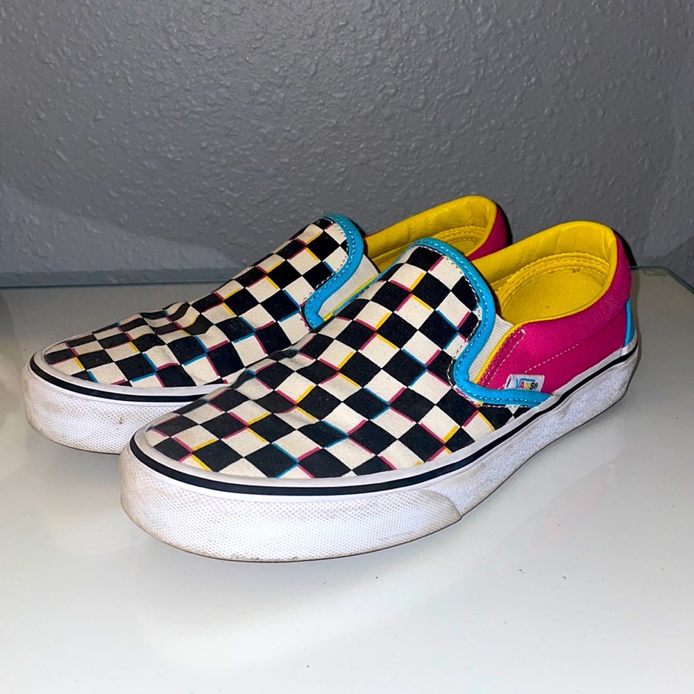Vans Slip On Tonal Checkerboard Skate Shoe - Pink Glow